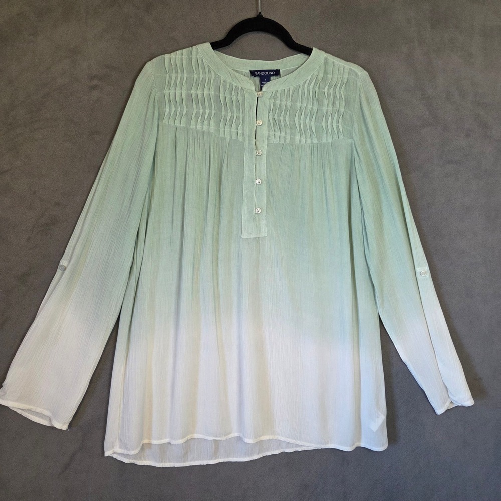 Bandolino Ombre Pintuck Top Women's Small Boho Coastal Peasant Airy Casual